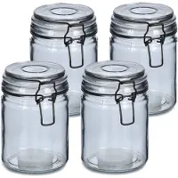 Zeller Voorraadpotten/bewaarpotten - 4x - 250 ml - glas - met beugelsluiting - D8 x H10 cm - Voorraadpot