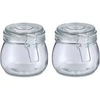 Zeller Voorraadpot/bewaarpot Alfie - 2x - 500 ml - glas - beugelsluiting - D11 x H11 cm - Voorraadpot