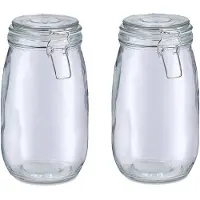 Zeller Voorraadpot/bewaarpot Alfie - 2x - 1.4L - glas - beugelsluiting - D11 x H22 cm - Voorraadpot