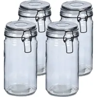 Zeller Voorraadpotten/bewaarpotten - 4x - 750 ml - glas - met beugelsluiting - D10 x H15 cm - Voorraadpot