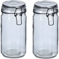Zeller Voorraadpotten/bewaarpotten - 2x - 750 ml - glas - met beugelsluiting - D10 x H15 cm - Voorraadpot