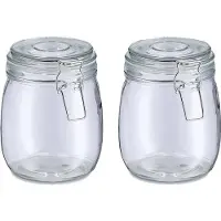 Zeller Voorraadpot/bewaarpot Alfie - 2x - 750 ml - glas - beugelsluiting - D11 x H14 cm - Voorraadpot