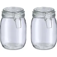 Zeller Voorraadpot/bewaarpot Alfie - 2x - 1L - glas - beugelsluiting - D11 x H17 cm - Voorraadpot