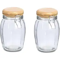 Zeller Voorraadpotten/bewaarpotten - 2x - 1.2L - glas - met beugelsluiting - D12 x H19 cm - Voorraadpot