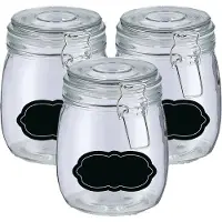 Zeller Weckpot/inmaakpot - 4x - 750 ml - glas - met beugelsluiting - incl. etiketten - Weckpotten