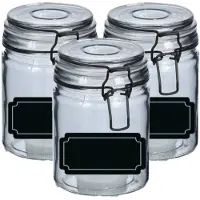 Zeller Weckpotten/inmaakpotten - 4x - 250 ml - glas - met beugelsluiting - incl. etiketten - Weckpotten