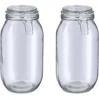 Zeller Voorraadpot/bewaarpot Alfie - 2x - 2L - glas - beugelsluiting - D13 x H26 cm - Voorraadpot
