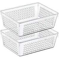 Bathroom Solutions Organizer/opbergmandje - 2x - kunststof - transparant - 1.2L - 18 x 13 x 6 cm - Opbergmanden
