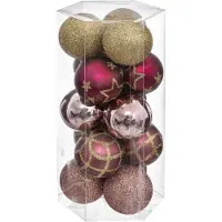 Atmosphera kerstballen-15x- D5 cm -mix wit/roze/goud/champagne - plastic - Kerstbal