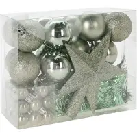 Merkloos Christmas Decorations kerstballen set 54-dlg - mint groen - voor kleine boom - Kerstbal