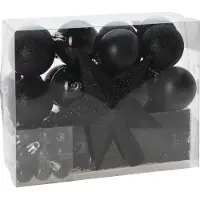 Merkloos Christmas Decorations kerstballen set 54-dlg - zwart - voor kleine boom - Kerstbal