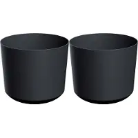 Prosperplast Plantenpot/bloempot Babylon - 2x - kunststof - buiten/binnen - antraciet grijs - D39 x H39 cm - Plantenpott