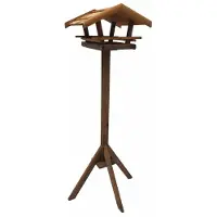 Tuinplus Voederhuisje Voederhuis op voet Rieten dak - - 889420 - Vogelvoederhuisje voor Vogels
