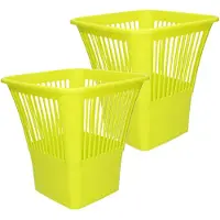 Forte Plastics Plasticforte Afvalbak/vuilnisbak/kantoor prullenbak - 2x stuks - plastic - groen - 30 cm - Prullenmanden