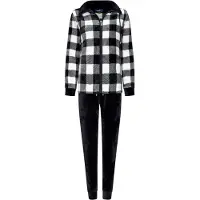 Rebelle dames huispak fleece - maat 44 - Ruit - zwart