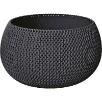 Prosperplast Plantenpot/bloempot kunststof dia 37 cm en hoogte 22 cm in het antraciet grijs voor binnen/buiten
