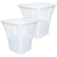 Forte Plastics Plasticforte Afvalbak/vuilnisbak/kantoor prullenbak - 2x stuks - plastic - wit - 30 cm - Prullenmanden