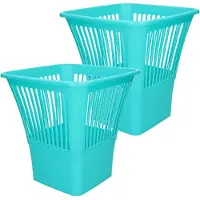 Forte Plastics Plasticforte Afvalbak/vuilnisbak/kantoor prullenbak - 2x stuks - plastic - blauw - 30 cm - Prullenmanden
