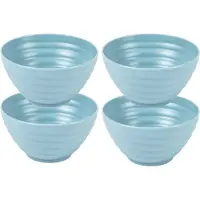Forte Plastics Plasticforte Kommetjes/schaaltjes - 4x - dessert/ontbijt - kunststof - D14 x 6.5 cm - ijsblauw - Kommetjes