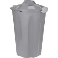 Bathroom Solutions Kunststof wasmand met deksel rond grijs 40 liter - Wasmanden