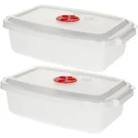 Forte Plastics Plastic Forte Magnetronschaal - 2x - deksel/ventiel - 1,6 liter - wit - kunststof - rechthoekig - Magnetronbakken