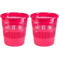 Forte Plastics Plasticforte Afvalbak/vuilnisbak/kantoor prullenbak - 2x stuks - plastic - fuchsia roze - 28 cm - Prullenmanden