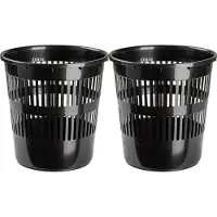 Forte Plastics Plasticforte Afvalbak/vuilnisbak/kantoor prullenbak - 2x stuks - plastic - antraciet - 28 cm - Prullenmanden