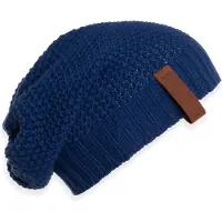 Knit Factory Coco Gebreide Muts Heren & Dames - Sloppy Beanie hat - Kings Blue - Warme donkerblauwe Wintermuts - Unisex - One Size