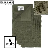 The One Towelling Classic Gastendoeken - 30 x 50 cm - 5 Stuks - Voordeelverpakking - Hoge vochtopname - 100% Zacht katoen - Olijfgroen