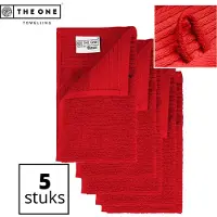 The One Towelling Classic Gastendoeken - 30 x 50 cm - 5 Stuks - Voordeelverpakking - Hoge vochtopname - 100% Zacht katoen - Rood