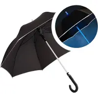 FARE LED-schacht paraplu - Ø 112 cm - Automatisch openend - Windscherm - Oplaadbaar - Micro USB - Polyester/Kunststof/Acryl/Glasvezel - Zwart