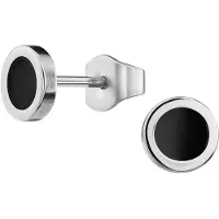 Traveller Oorbellen - Heren - Edelstaal - Zwart & Zilverkleurig - Rond - Made in Germany - Duurzaam - ø 6 mm - 171002