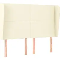 vidaXL Hoofdbord met randen 147x23x118/128 cm kunstleer crèmekleurig
