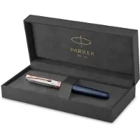 Parker Sonnet balpen - medium punt - zwarte inkt - gegraveerd zilver met goudkleurige rand - incl. cadeauverpakking