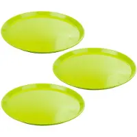 Merkloos Set van 3x stuks groen rond dienblad/serveerblad van kunststof 34 cm - Dienbladen