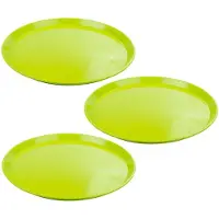 Merkloos Set van 4x stuks groen rond dienblad/serveerblad van kunststof 34 cm - Dienbladen