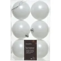 Christmas Decoration Kerstballen set 6-delig | winterwit | kunststof/onbreekbaar | 8cm