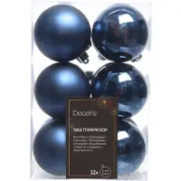 Décoris Kerstballen set | | Ø 6 cm | 12 stuks (Blauw)