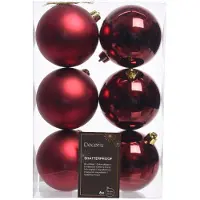Christmas Decoration Kerstballen set 6-delig | ossenbloed | kunststof/onbreekbaar | 8cm