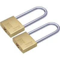 Dulimex Hangslot met 2 sleutels - 2x - 40 mm - messing - 64 mm beugel - kofferslot