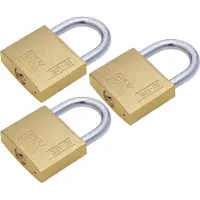 Dulimex Hangslot met 2 sleutels - 3x - 60 mm - messing - kofferslot