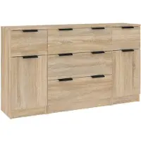 vidaXL 3-delige Dressoirset bewerkt hout sonoma eiken