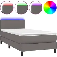 vidaXL Boxspring met matras en LED kunstleer grijs 80x200 cm