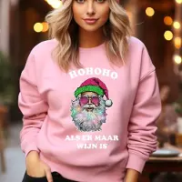 B&C Foute oversized kersttrui- Hohoho Als er maar wijn is- roze oversized sweater- maat M