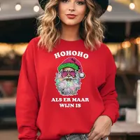 B&C Foute kersttrui- Hohoho Als er maar wijn is- Rode sweater- maat L