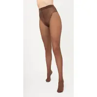 Giulia Panty - Chic Bikini 20 - Naad Panty - Glans - Naad - Fantasie Broekje - Katoenen Kruisje - 20 Den - Large - Capuccino (Donkerbruin)