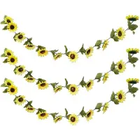 Chaks Zonnebloemen slinger - 3x - kunstbloem - geel - 220 cm