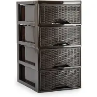 Forte Plastics Plasticforte Ladeblokje/bureau organizer 4x lades - bruin - L18 x B25 x H33 cm - Ladeblok