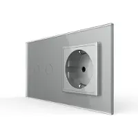 Livolo | Grijs | 2+SR | Rolluik schakelaar met wandcontactdoos -