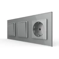Livolo | Grijs | 1+1+SR | Aan/Uit | Wipschakelaar met wandcontactdoos